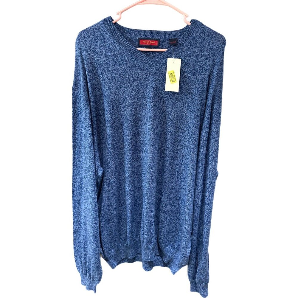 Austin Reed London Mens XL Cobalt Blue V Neck Pull Over Sweater Men's NEW